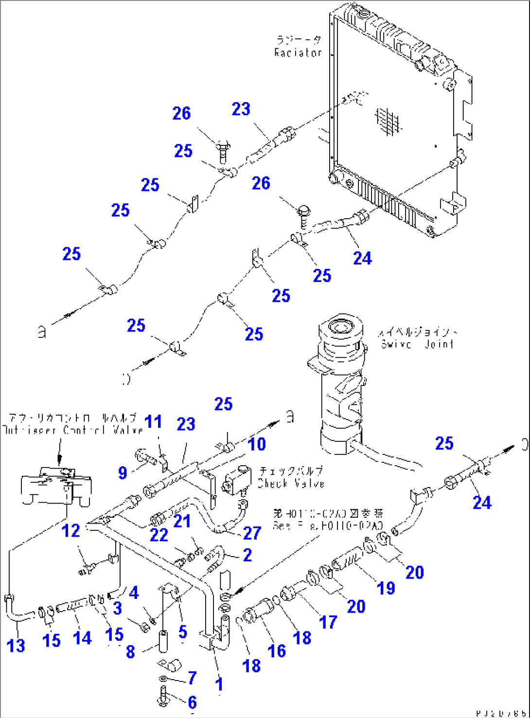 HYDRAULIC OIL COOLER PIPING (WITH 3RD WINCH)(#15301-15368)