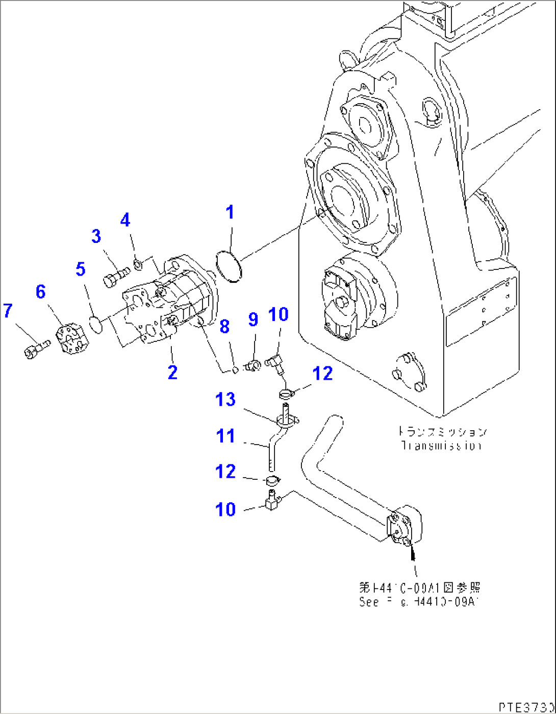 TORQUE CONVERTER AND TRANSMISSION (PUMP AND DRAIN PIPING) (WITH EMERGENCY STEERING)