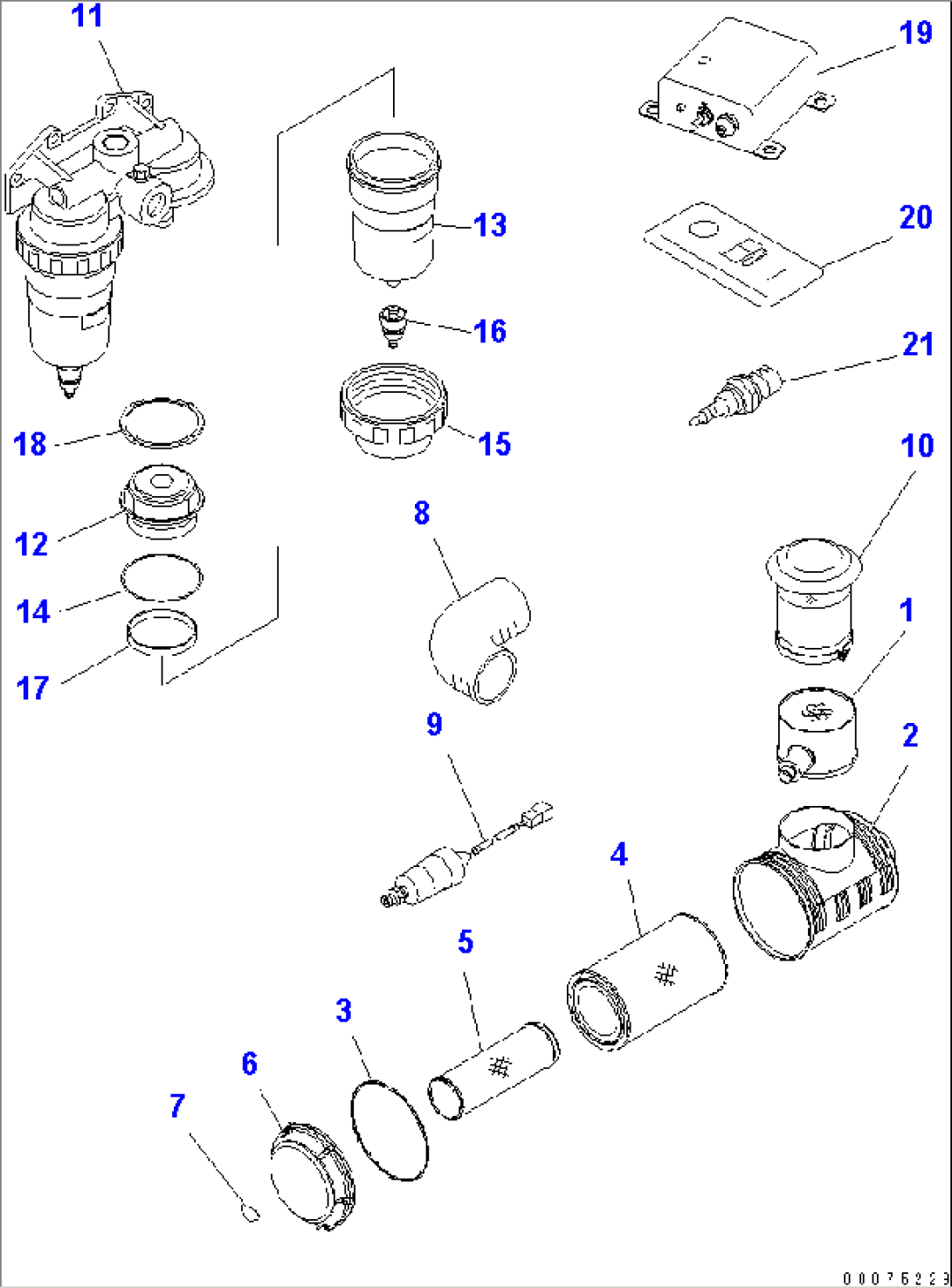AIR CLEANER AND MUFFLER¤ WATER SEPARATOR¤ SENSOR(#500327-)
