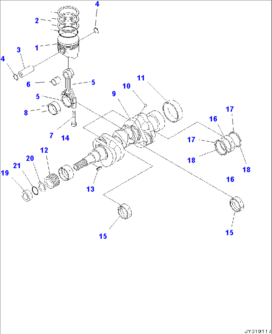 Engine, Piston and Crankshaft (#8A0357-)