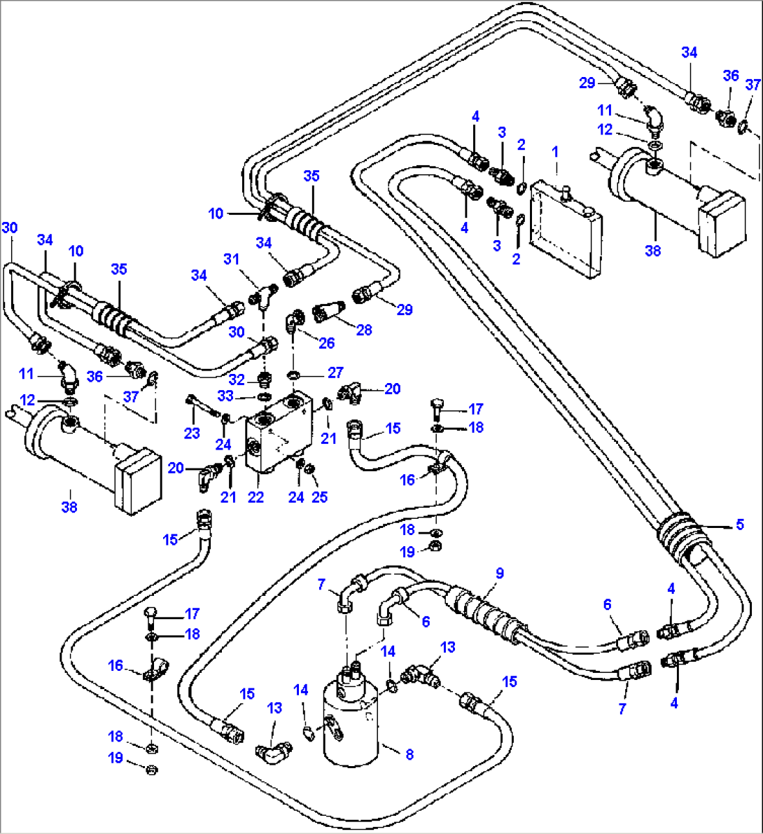 FIG. H5110-02A16A BLADE TILT CYLINDER ACTUATOR LINES