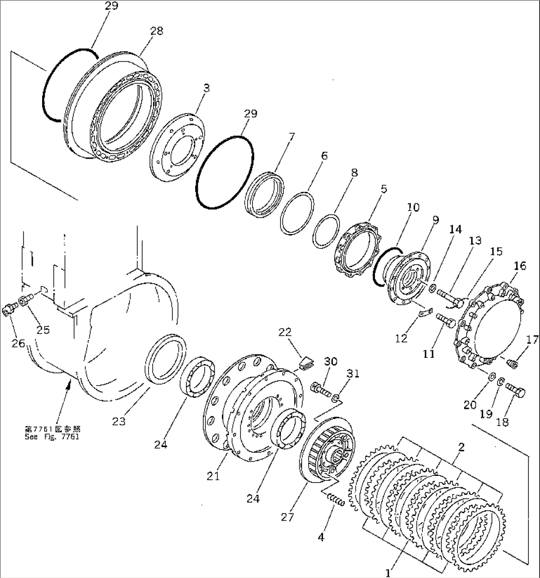 CLUTCH AND DRUM (FOR REAR P.C.U.)