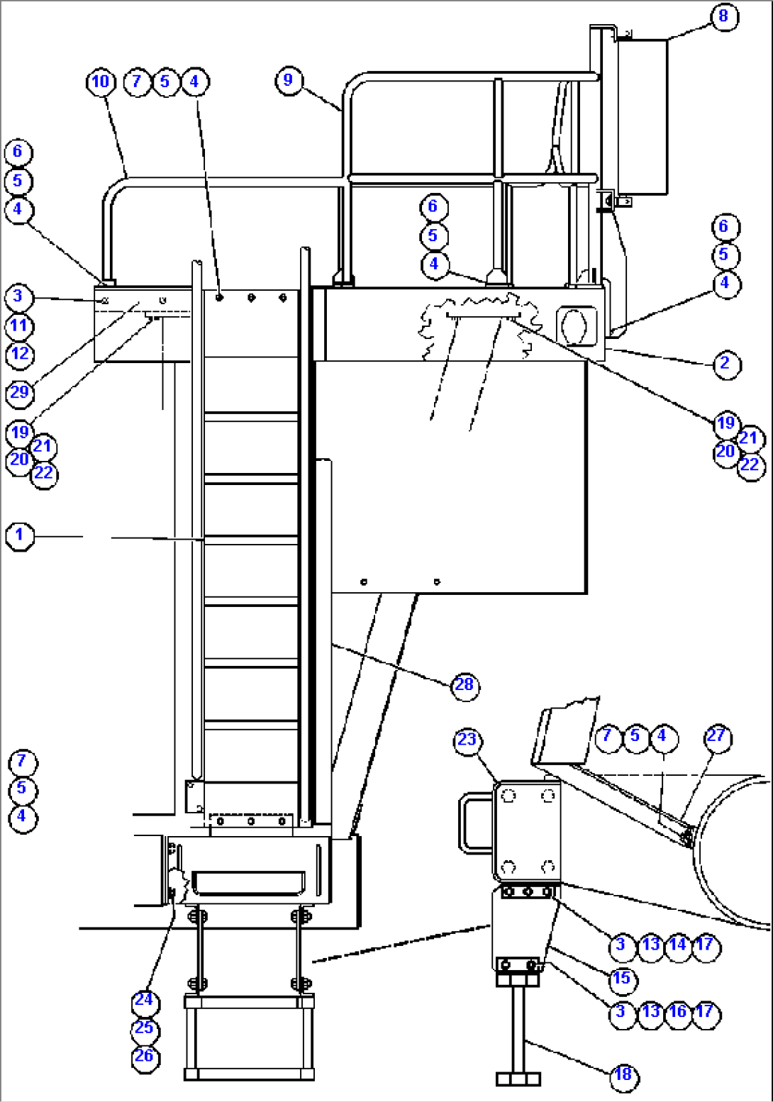 LEFT DECK, HANDRAIL & LADDER