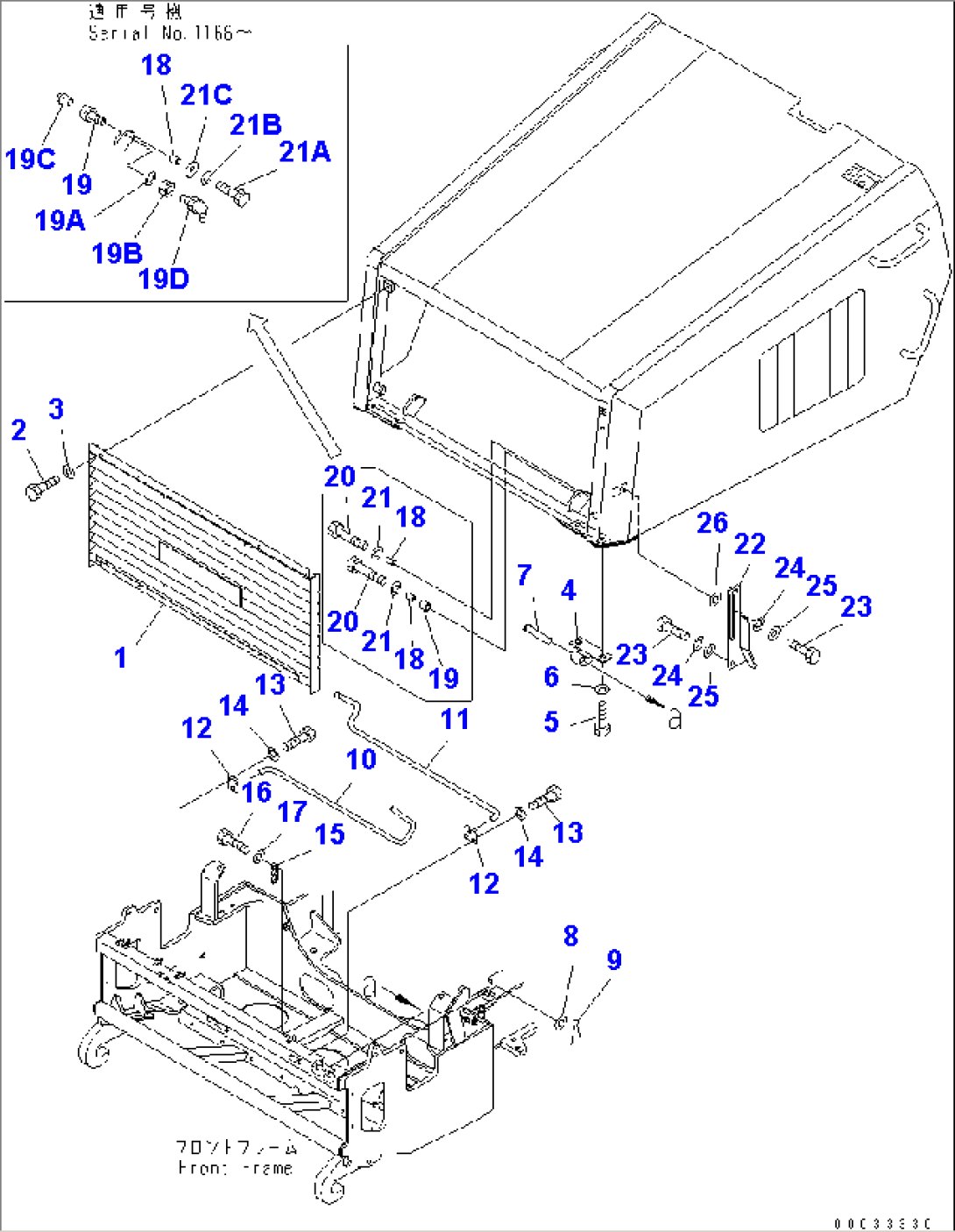 ENGINE HOOD RELATED PARTS (1/2) (-40ßC SPEC.)(#1122-)