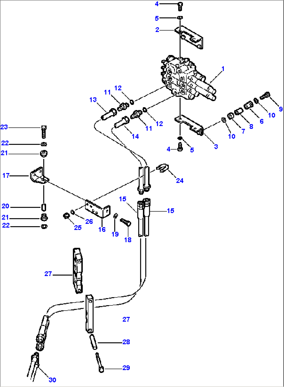 HYDRAULIC PIPING FRONT ATTACHMENT - CONTROL VALVE TO FRAME