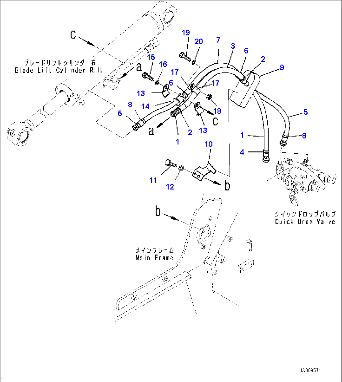 Dozer Blade Lift Piping, Lift Cylinder Piping (1/2) (#30001-)