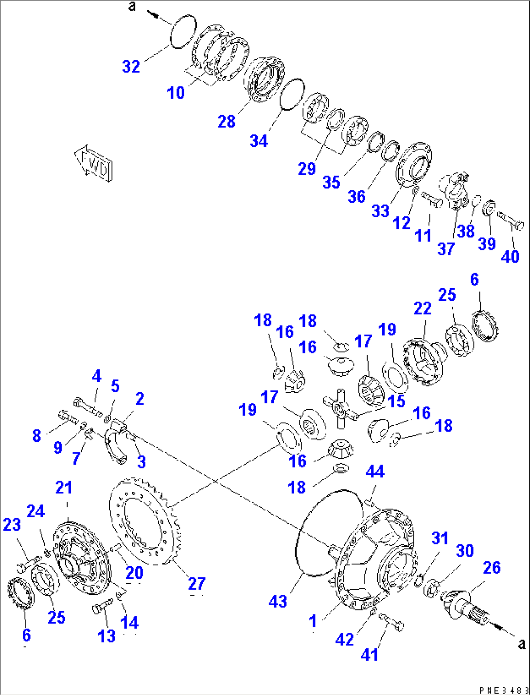 FRONT AXLE (DIFFERENTIAL AND MOUNTING PARTS) (BRAKE COOLING)(#.-)