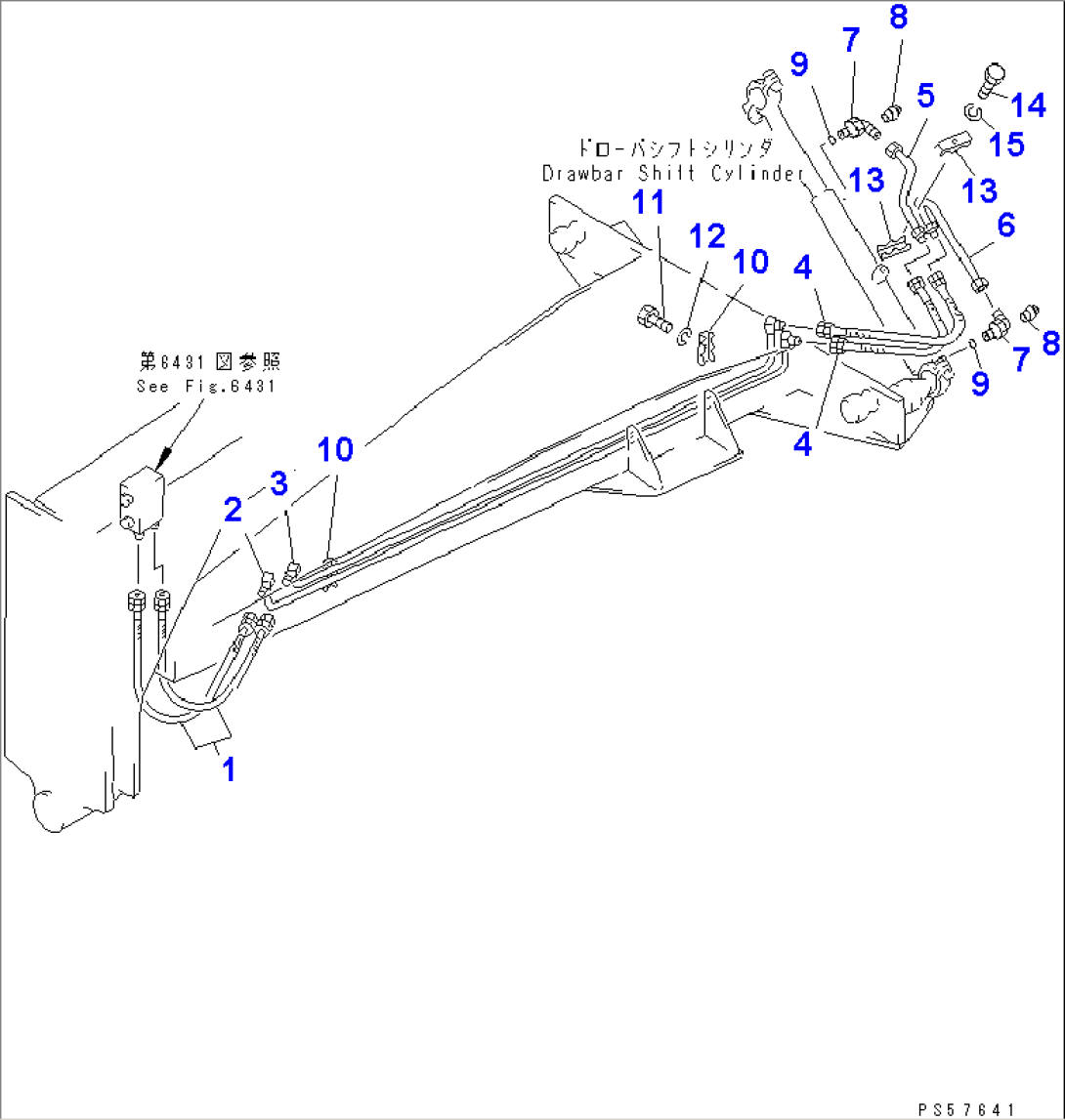 HYDRAULIC PIPING (DRAWBAR SHIFT CYLINDER LINE) (2/2)(#2001-2048)