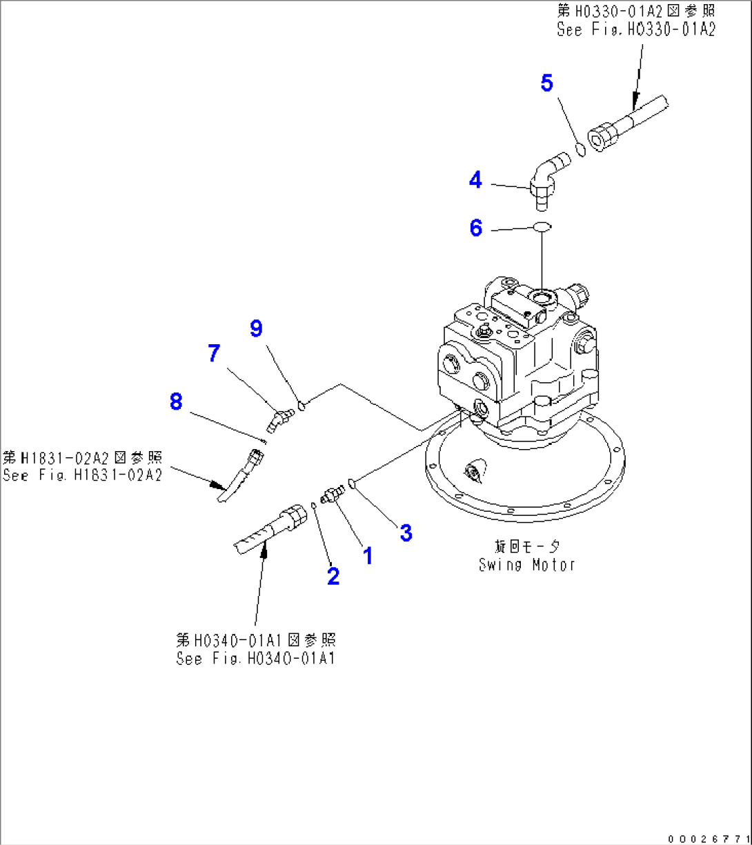 SWING MOTOR (CONNECTING PARTS) (-40ßC SPEC.)