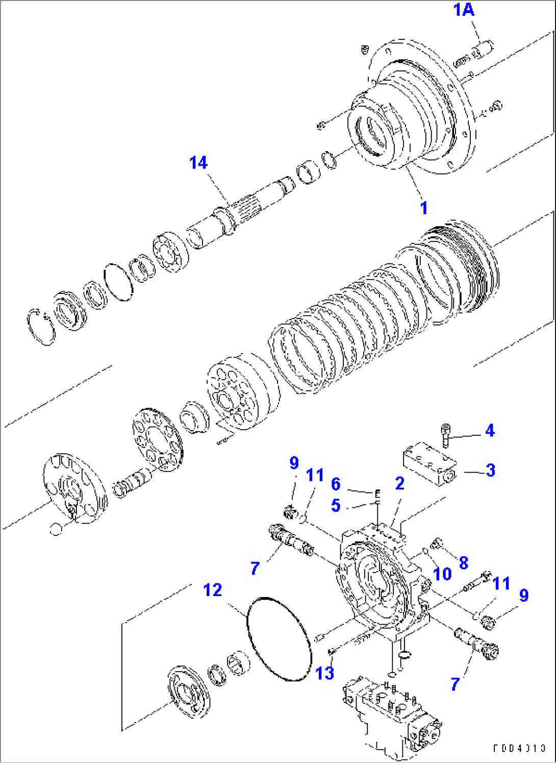 TRAVEL MOTOR (CASE AND REAR COVER)(#10001-10104)