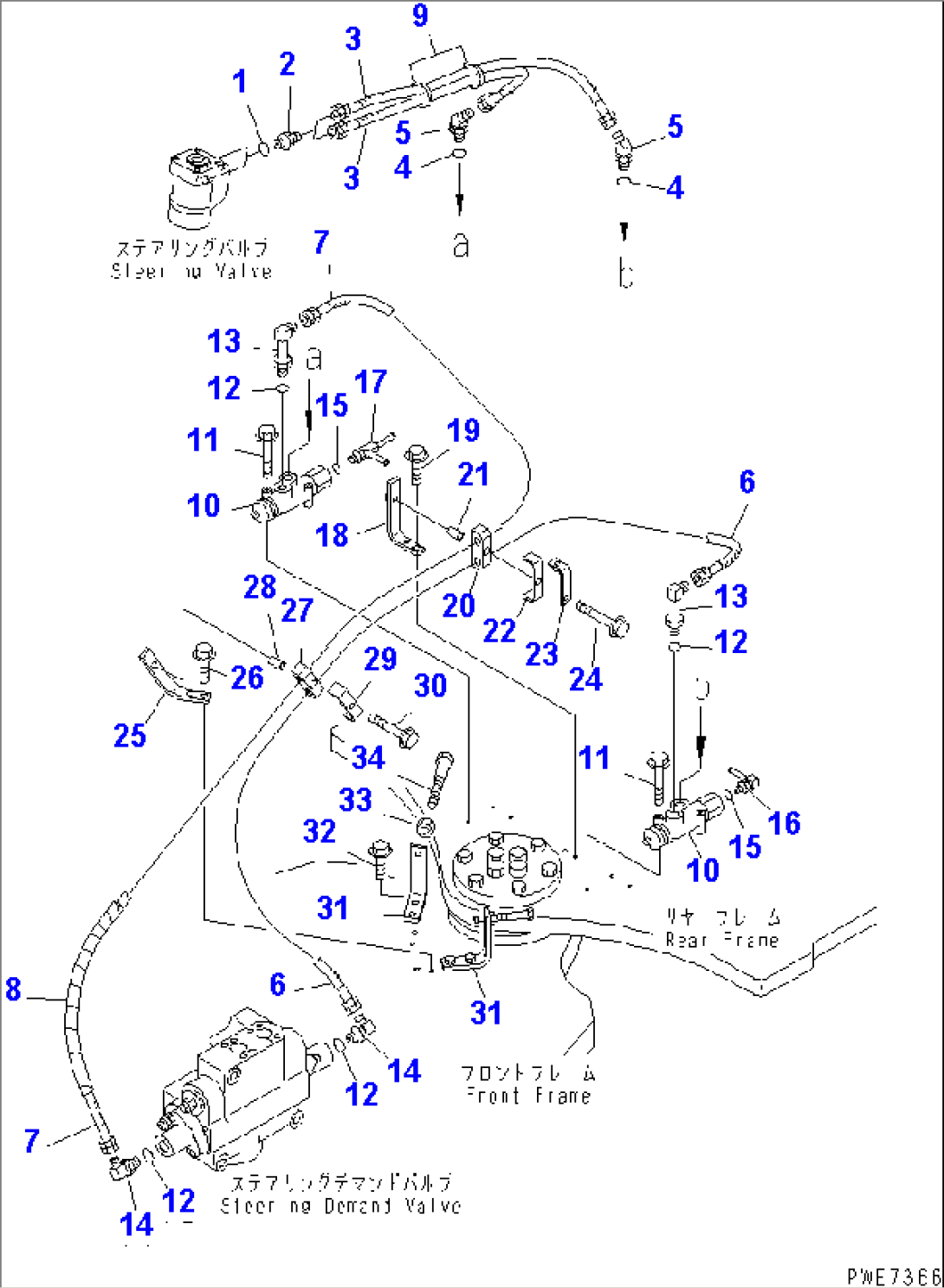 STEERING LINE (STEERING VALVE TO STEERING DEMAND VALVE PIPING)(#50001-52405)