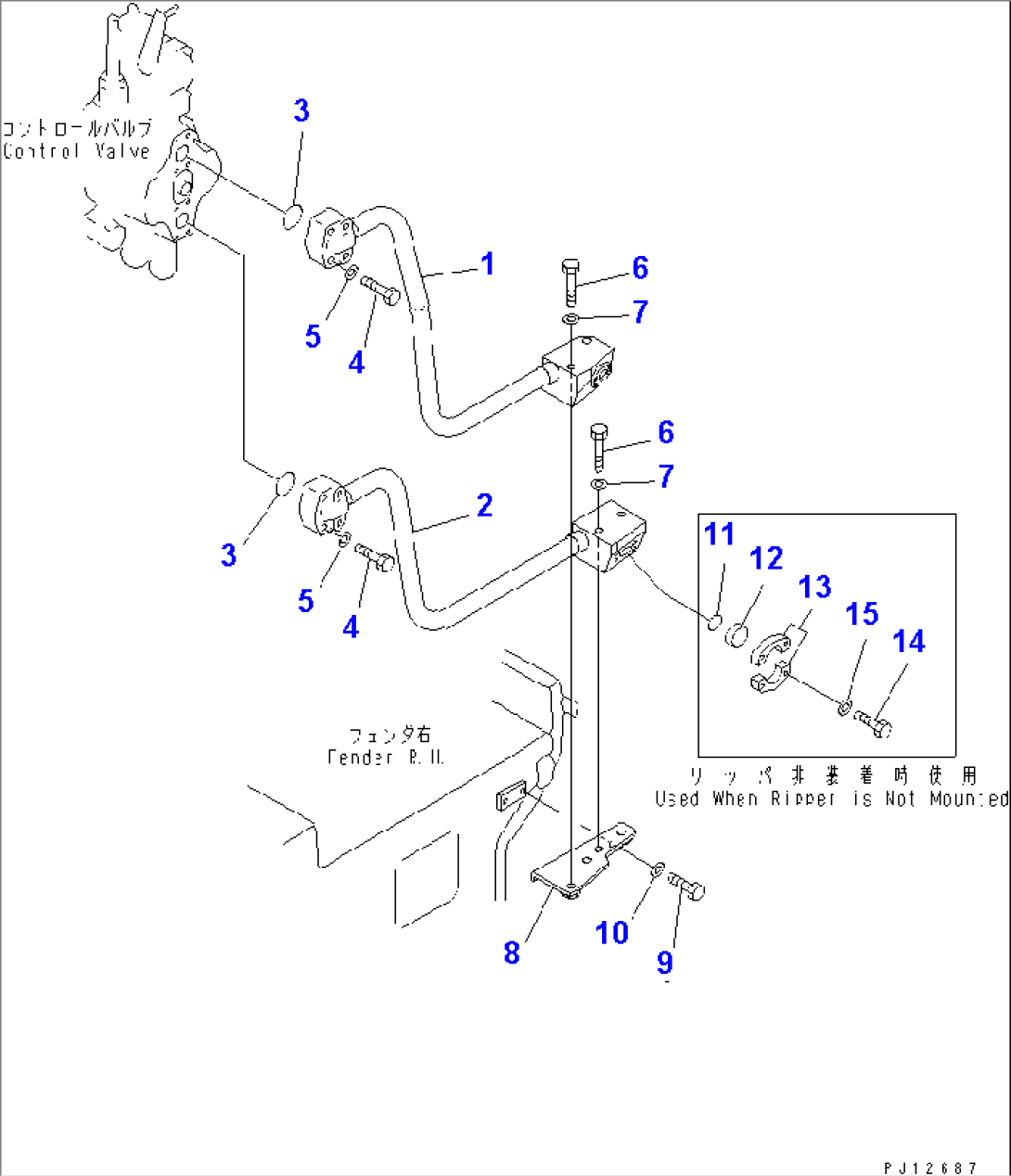HYDRAULIC PIPING (TANK TO RIPPER CYLINDER)(#35001-)