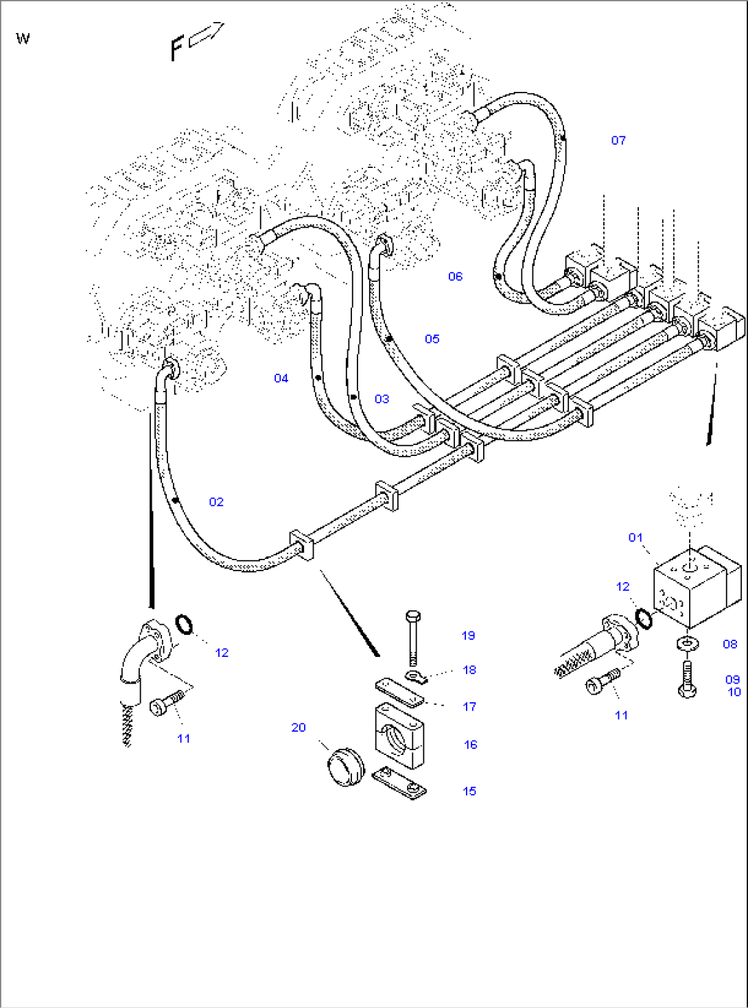 Pressure lines, main pumps - non return valves