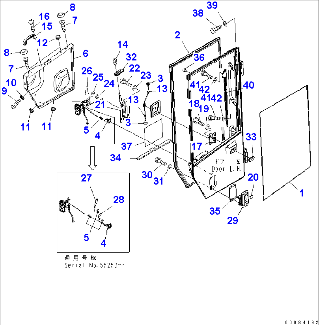 ROPS CAB (DOOR L.H.) (3/4)(#55001-)