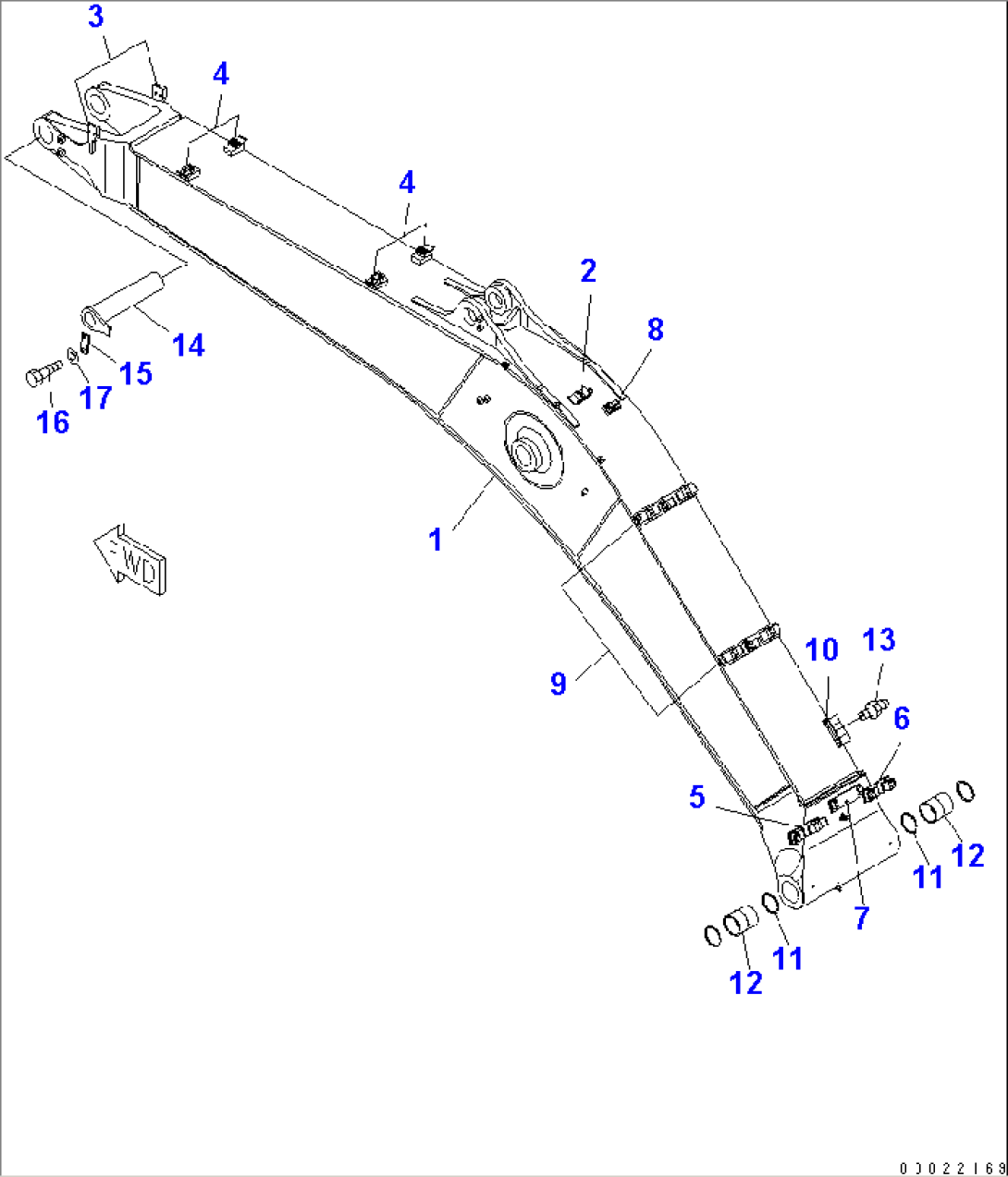 BOOM (HEAVY DUTY) (BOOM AND TOP PIN) (500 HOURS GREASING TYPE)