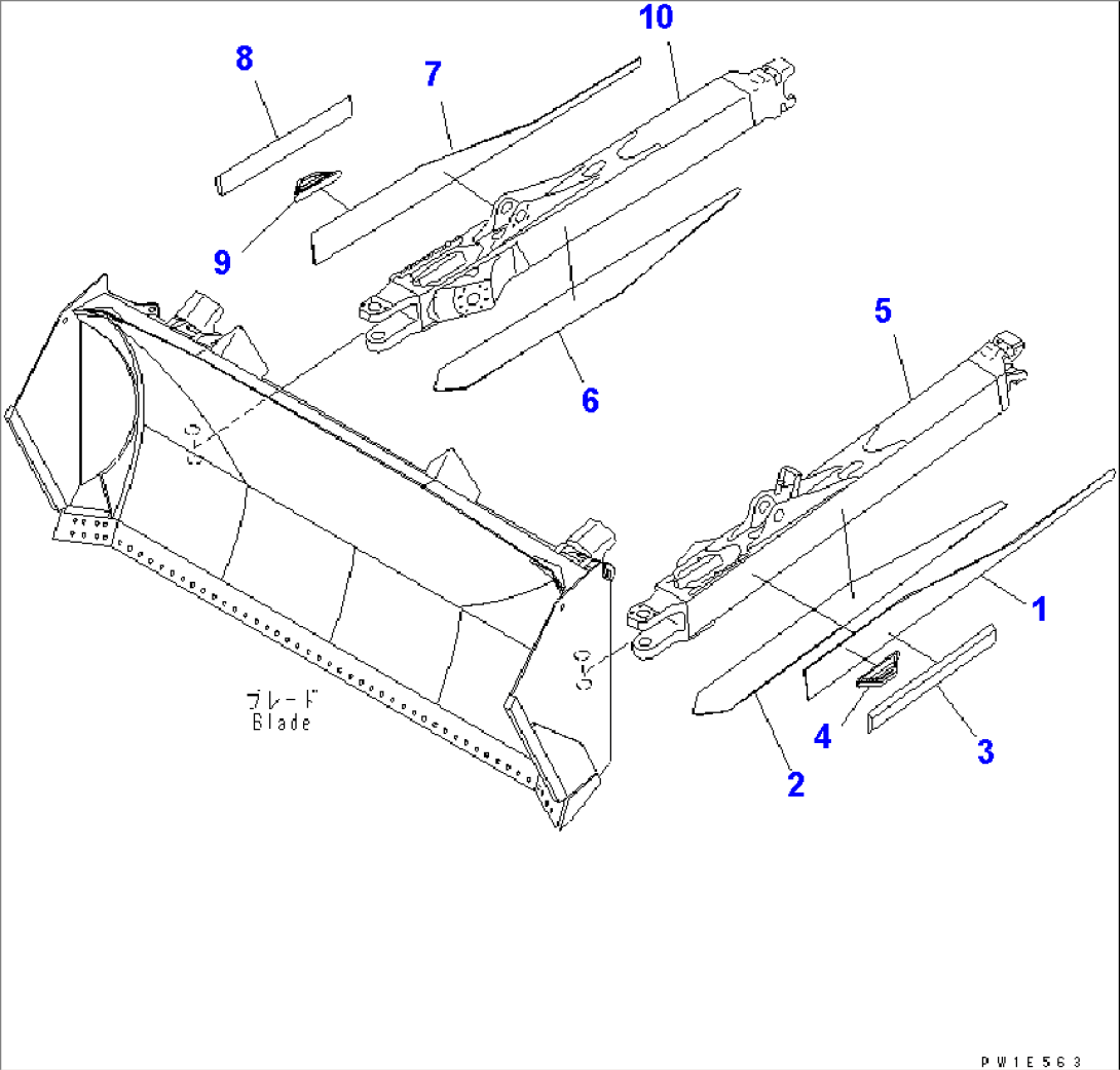 STRAIGHT TILT FRAME (WITH WEAR PLATE) (DUAL TILT DOZER) (2/2)(#10105-)