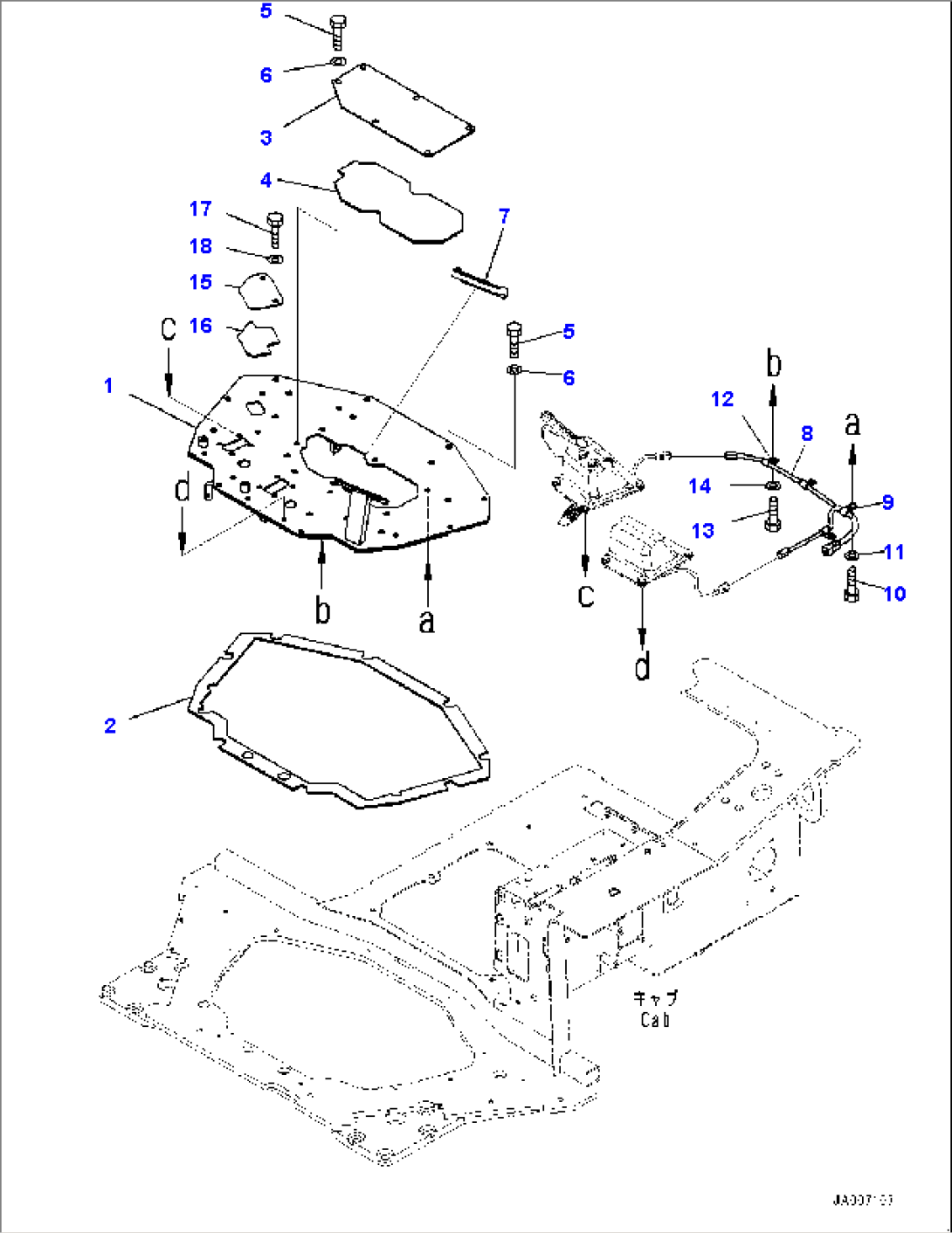 ROPS Cab, Work Equipment Lock Lever (#3045-)
