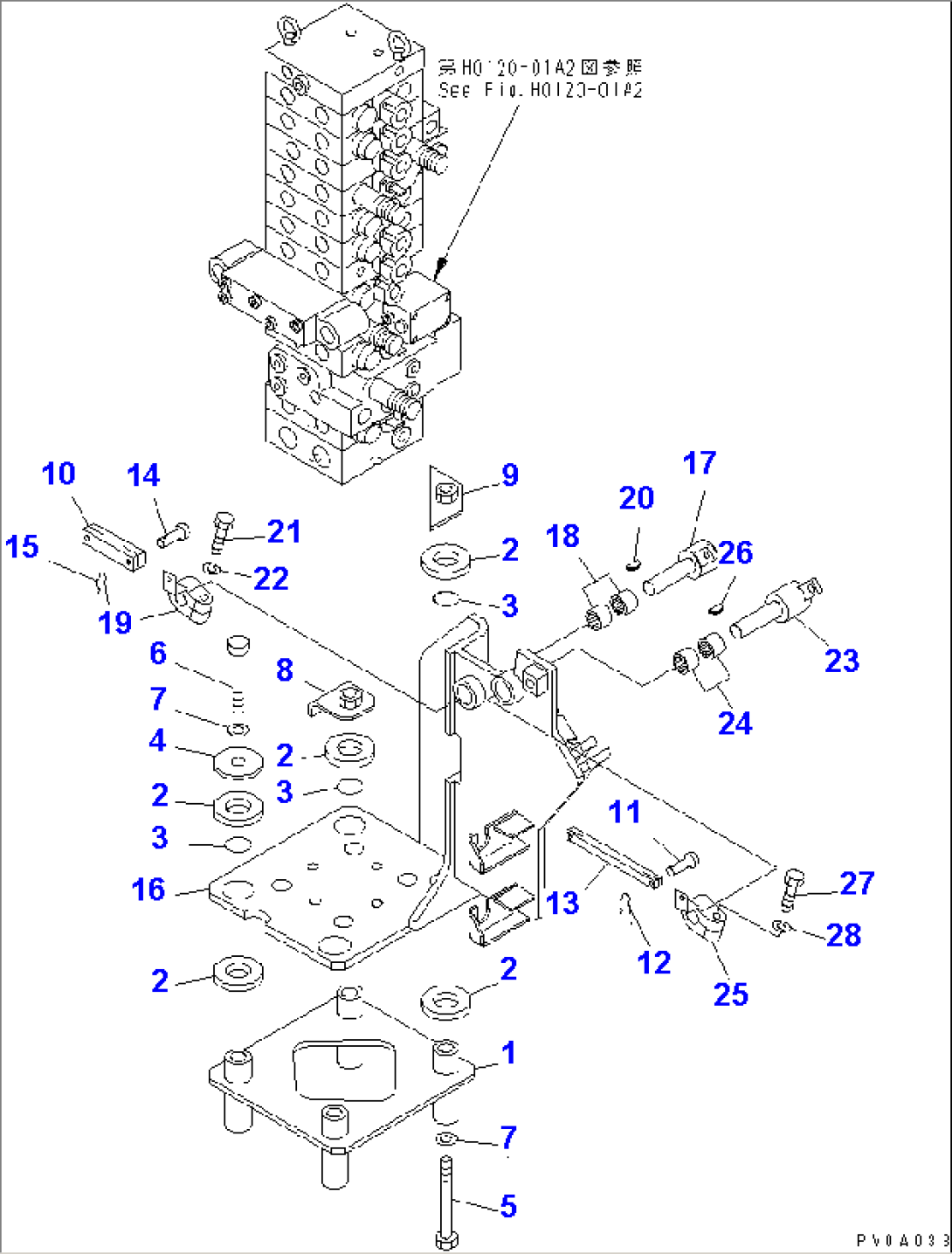 MAIN VALVE (MOUNT BRACKET) (FOR POWER ANGLE POWER TILT)(#1001-5500)