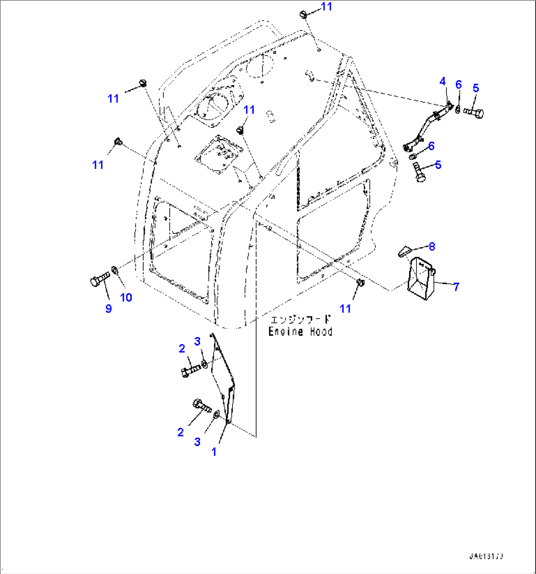 Engine Hood, Bracket (#30765-)
