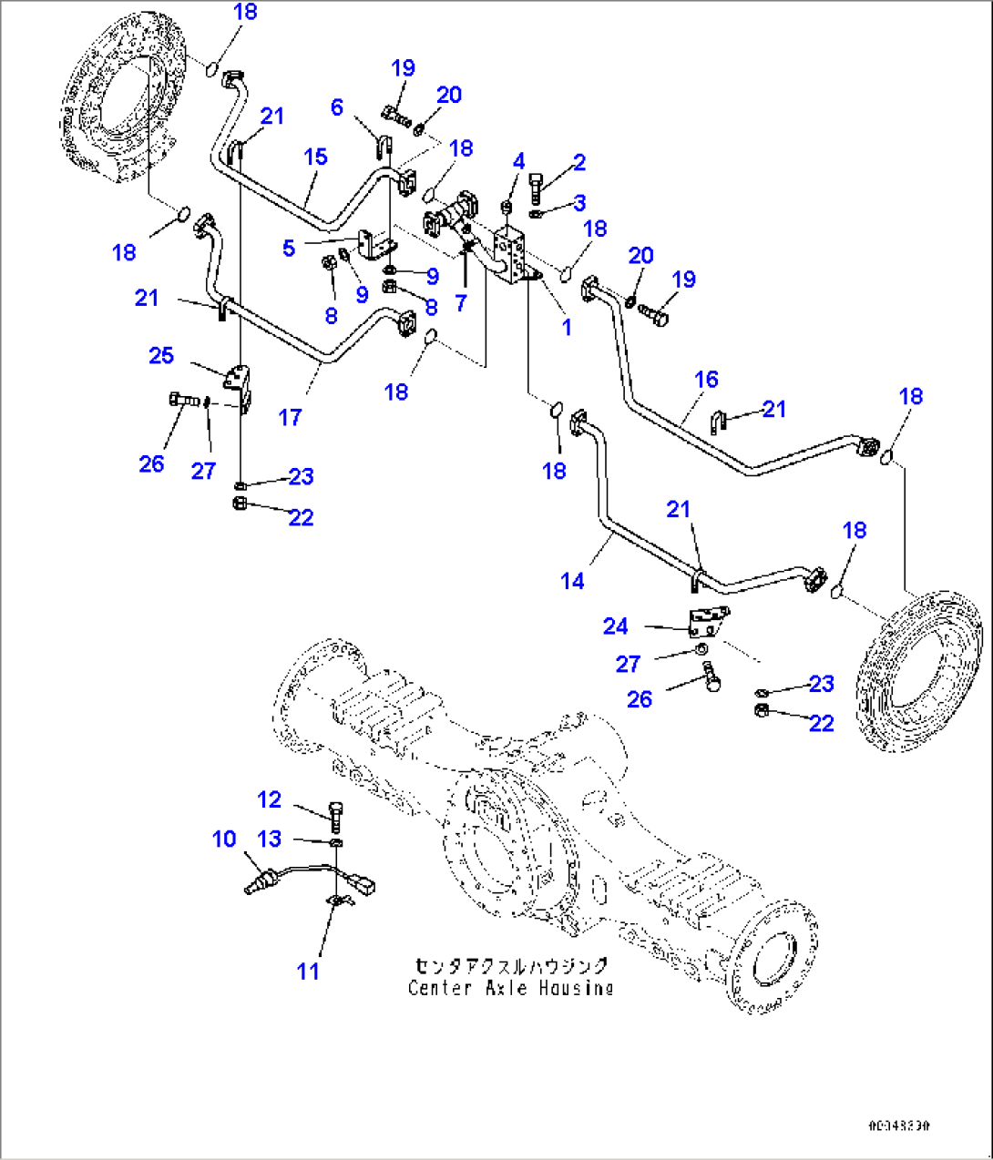 Center Brake Oil Cooling Piping, Brake Cooler Piping (#2633-)
