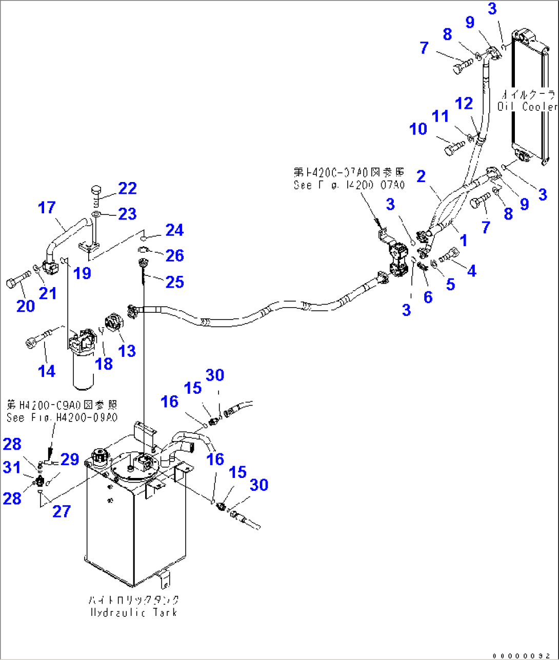 HYDRAULIC PIPING (RETURN LINE) (OIL COOLER)