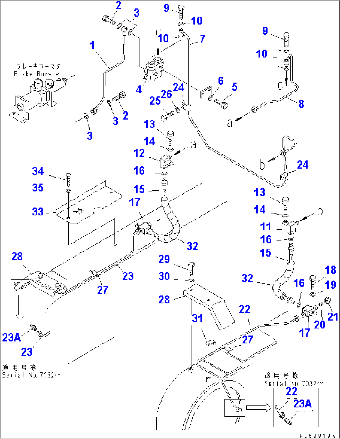 BRAKE PIPING (SAFETY CYLINDER AND WHEEL BRAKE LINE)