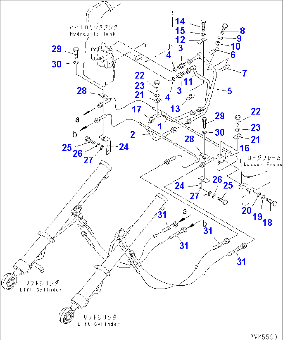 LIFT CYLINDER LINE (FOR ANGLE DOZER) (FOR F3-R3 TRANSMISSION)