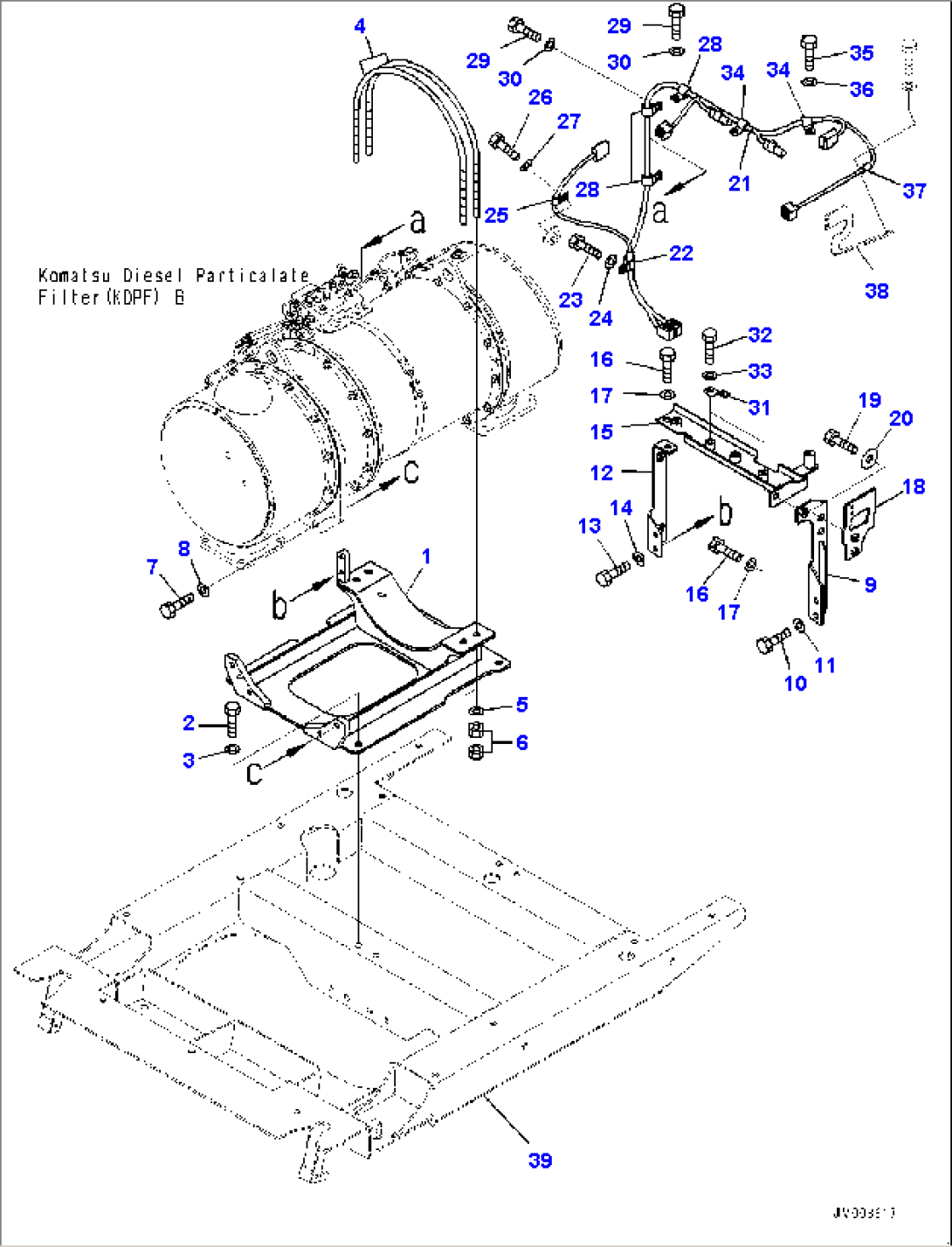 Exhaust Piping, Komatsu Diesel Particulate Filter (KDPF) B Mounting (#30001-)