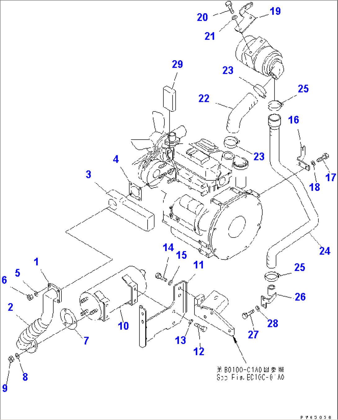 ENGINE MOUNTING (AIR CLEANER AND MUFFLER RELATED PARTS)