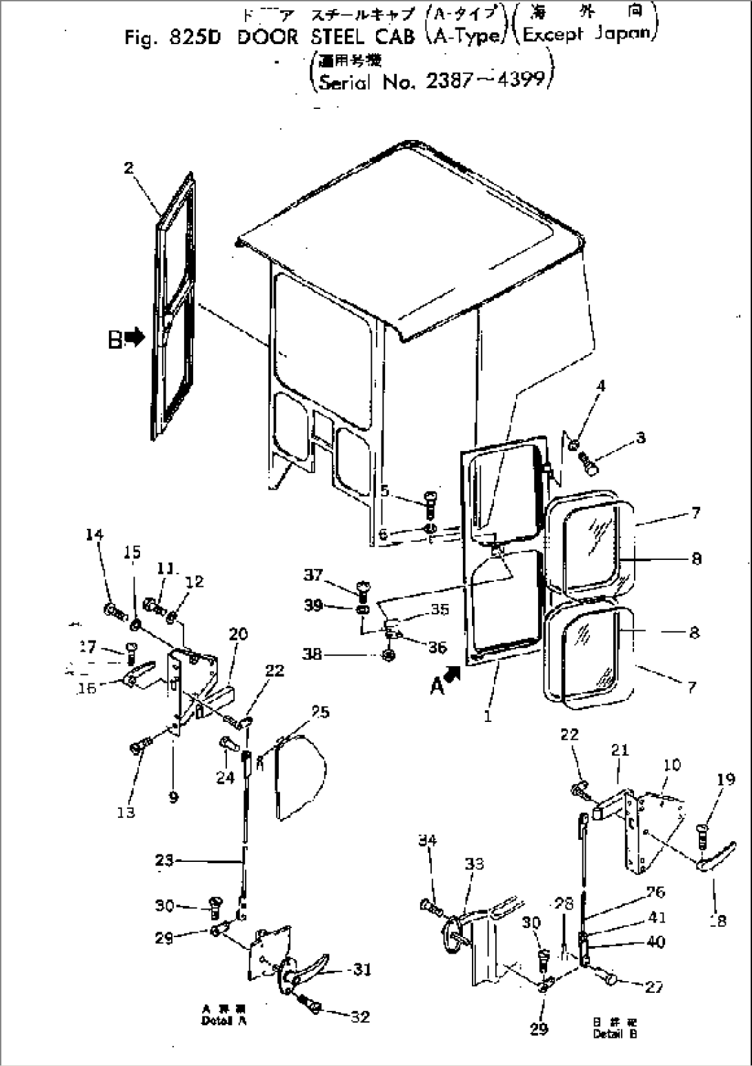 DOOR STEEL CAB (A-TYPE) (EXCEPT JAPAN)(#3326-4399)