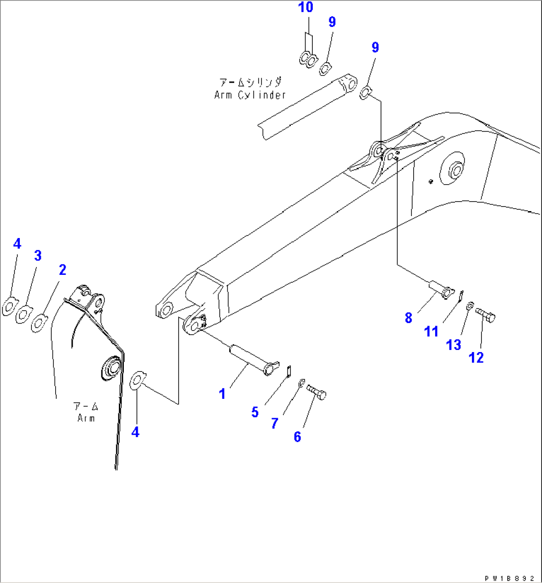 BOOM (TOP PIN AND ARM CYLINDER BOTTOM PIN)
