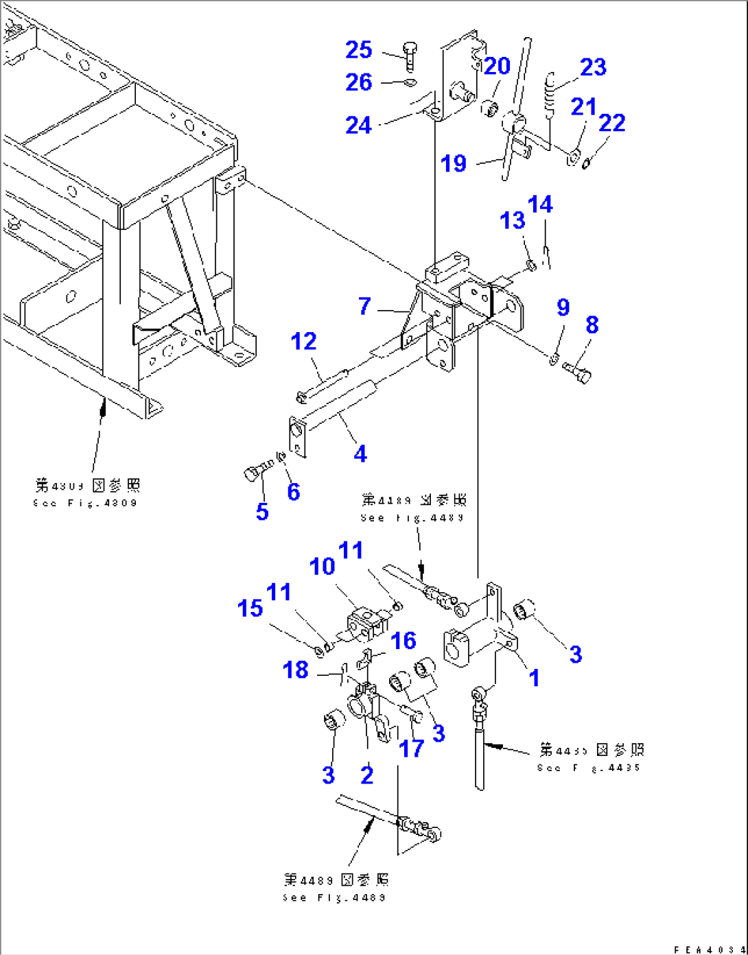 ATTACHMENT CONTROL PEDAL AND LINKAGE (4/5) (ROAD CONSTRUCTION SPEC.)(#3168-)