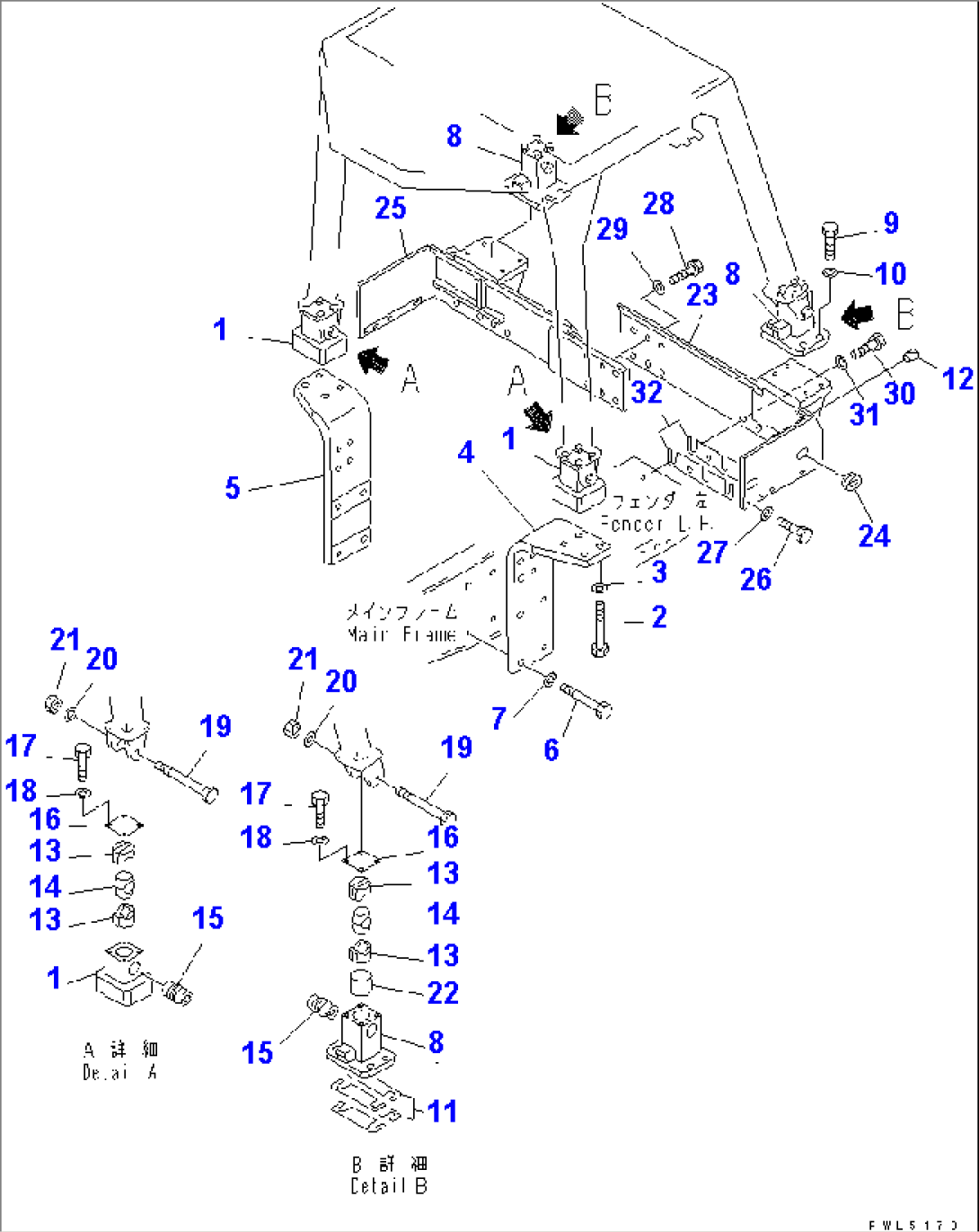 ROLL OVER PROTECTIVE STRUCTURE BRACKET