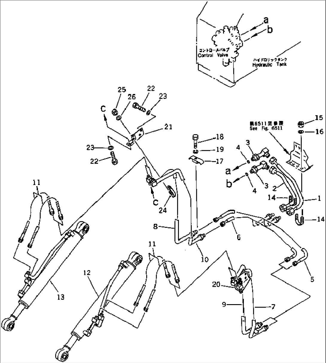 HYDRAULIC PIPING (DUMP CYLINDER LINE) (FOR SHAKEN-BUHIN)