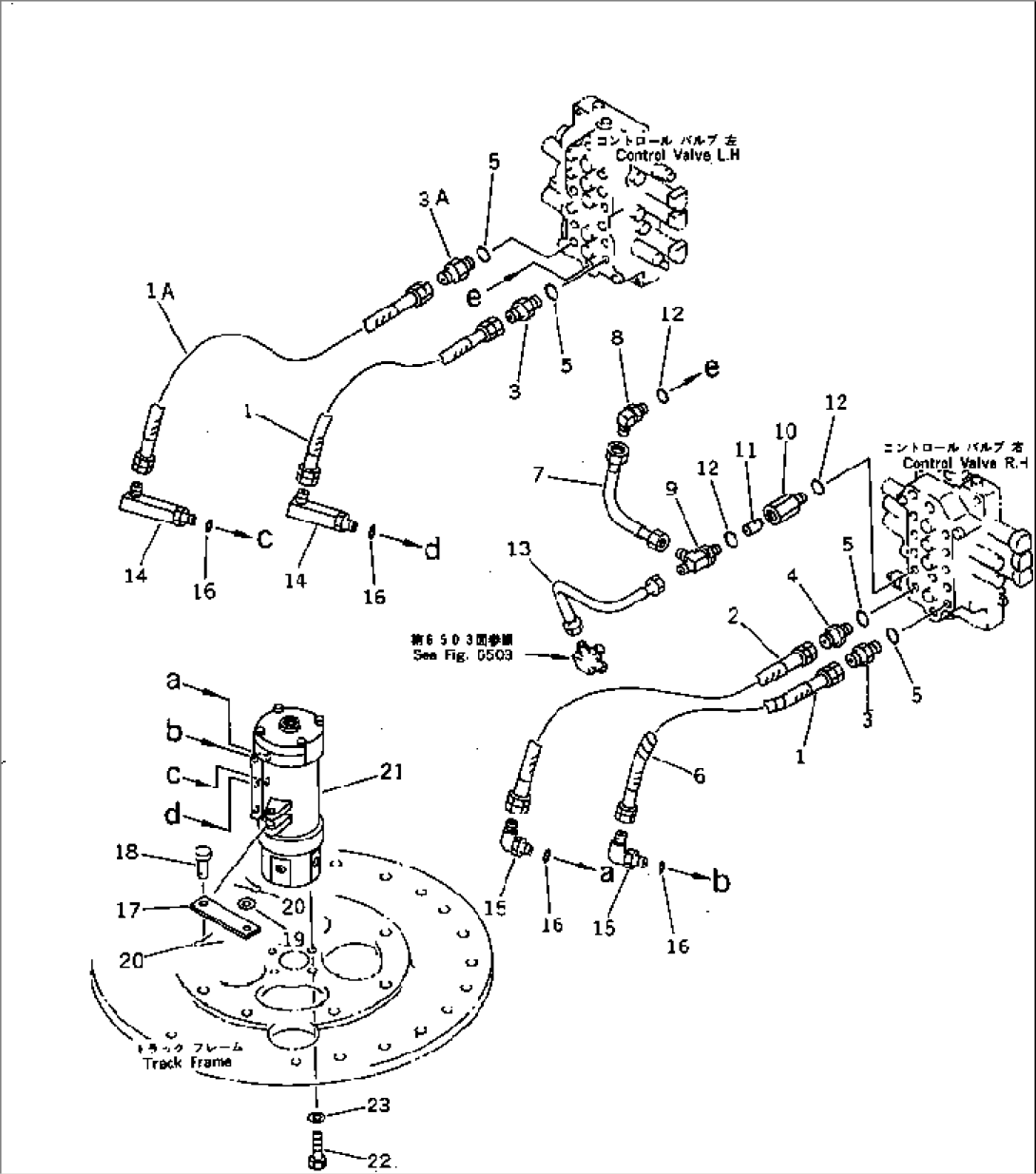 HYDRAULIC PIPING (TRAVEL MOTOR LINE)(#1001-1403)
