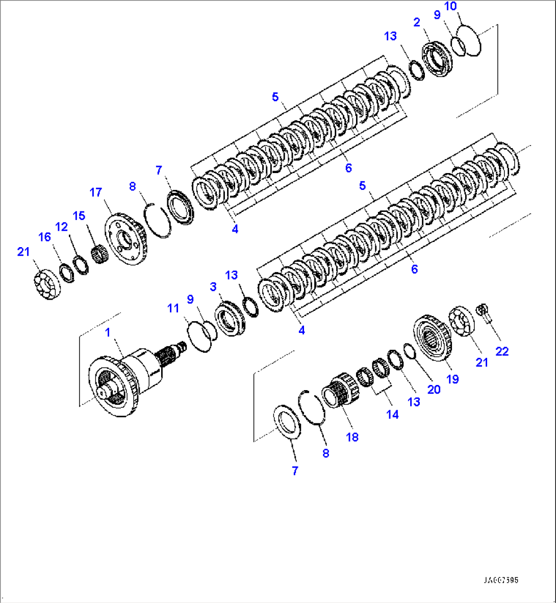 Torque Converter and Transmission, Forward High and 1st Speed Clutch (#5129-)