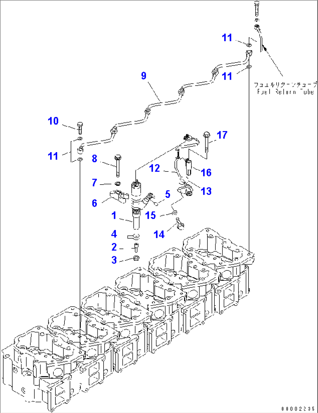 FUEL INJECTOR AND FUEL RETURN PIPING(#311222-)