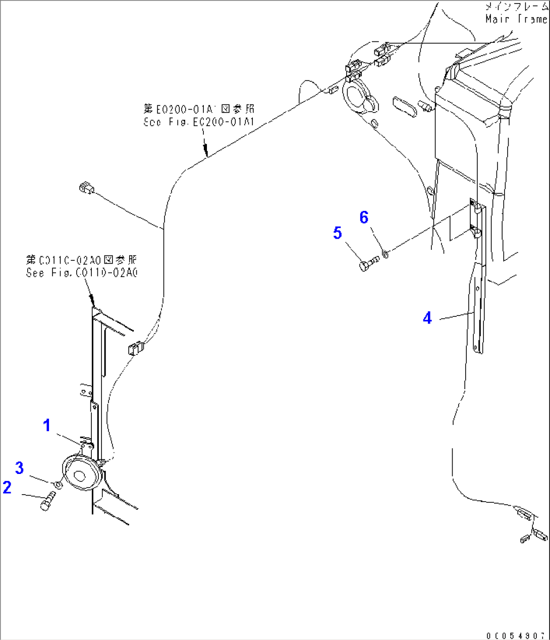 ELECTRICAL SYSTEM (HORN AND BRACKET) (ADDITIONAL FILTER)(#7001-7168)