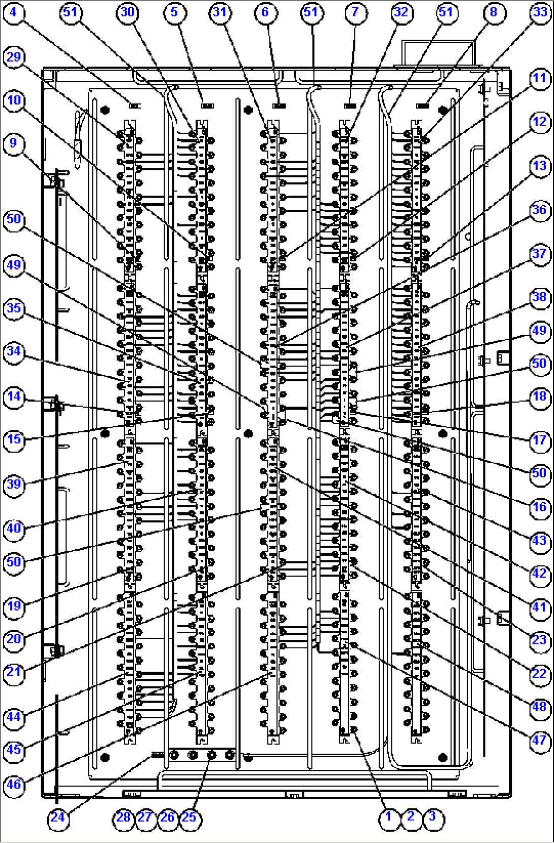 AUXILIARY CONTROL CABINET COMPONENTS - REAR WALL