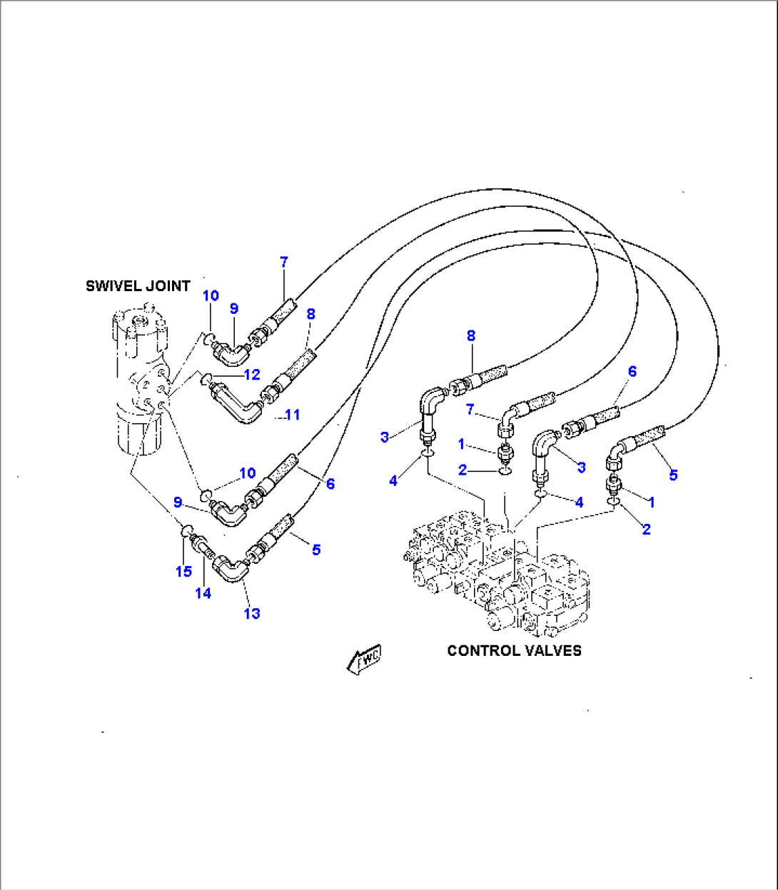 HYDRAULIC PIPING (TRAVEL MOTOR LINE) (1st PART)