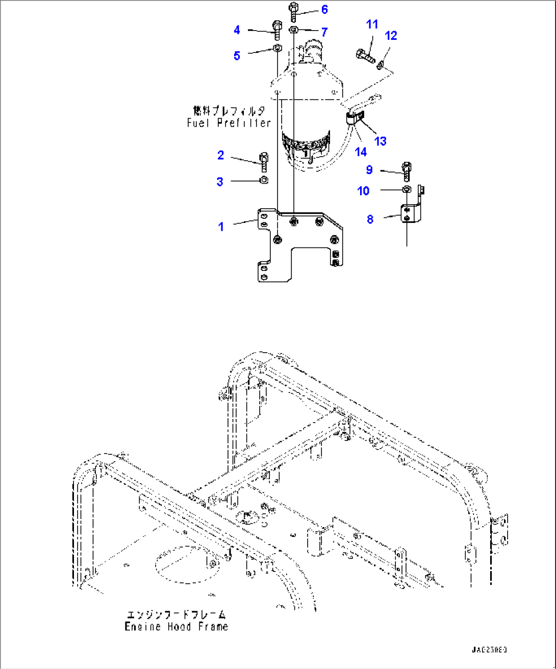 Fuel Piping, Fuel Prefilter Mounting (#1001-)