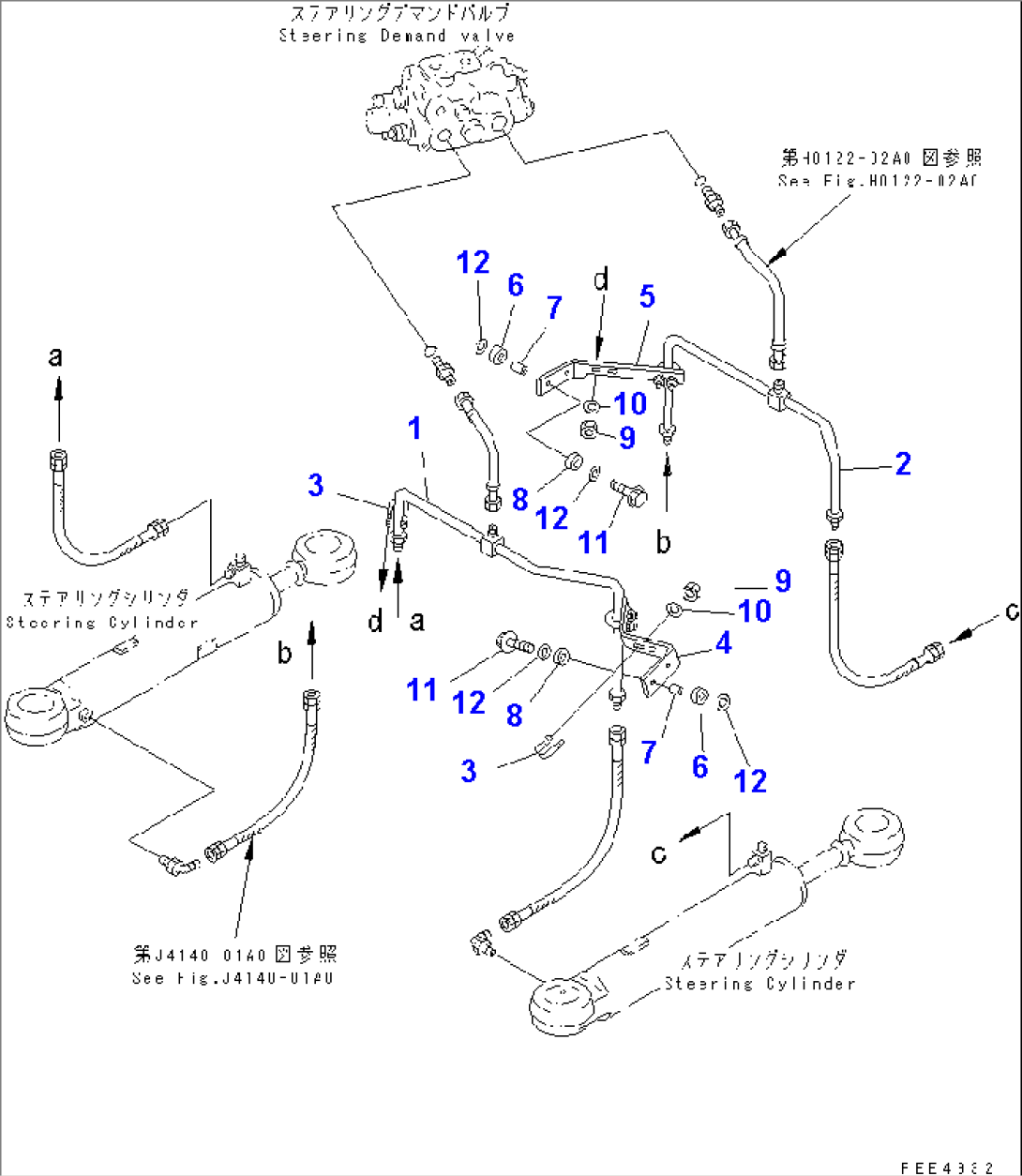 STEERING HYDRAULIC LINE (STEERING CYLINDER LINE MOUNTING)