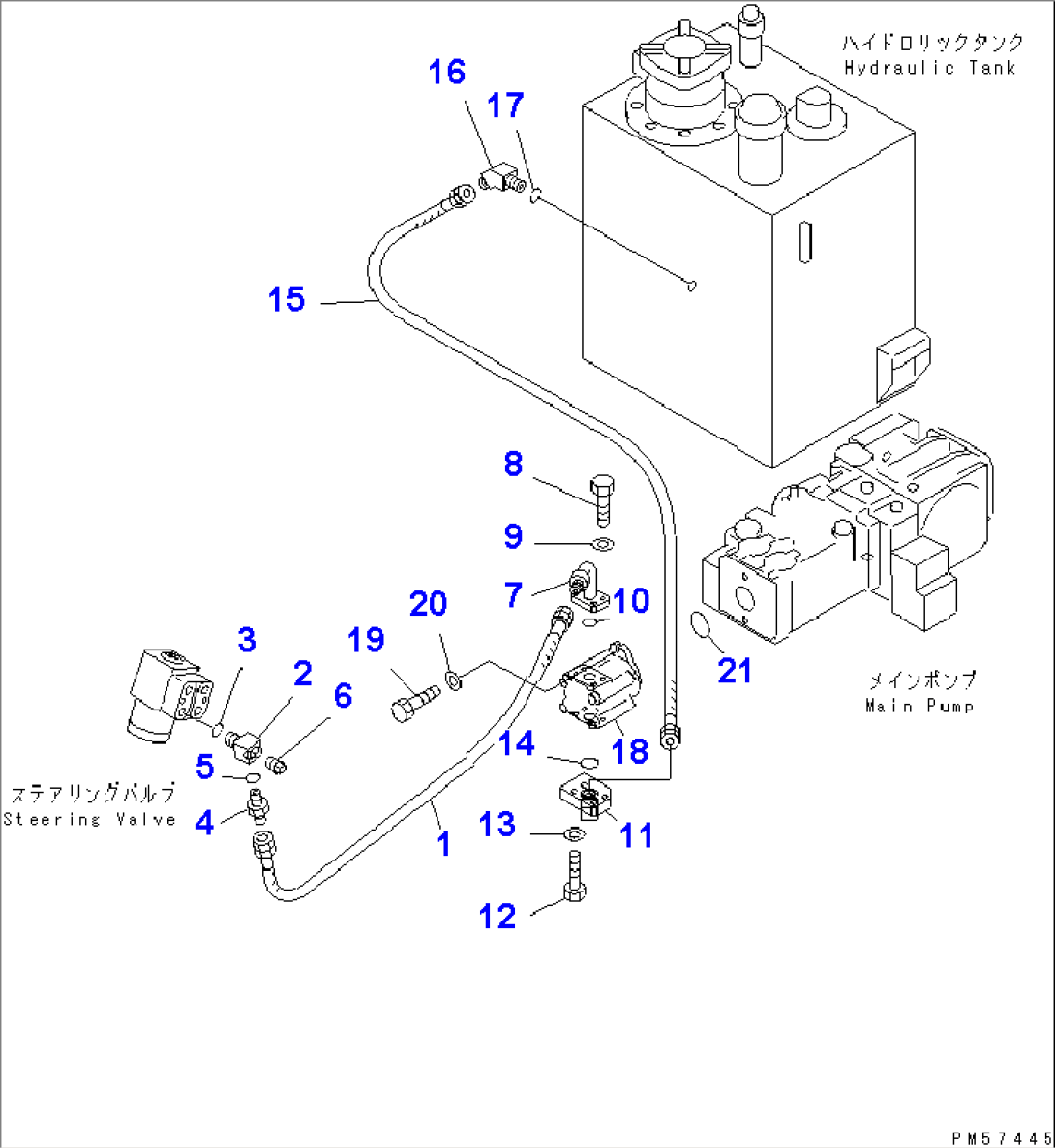 STEERING PIPING (1/3) (TANK TO STEERING VALVE)