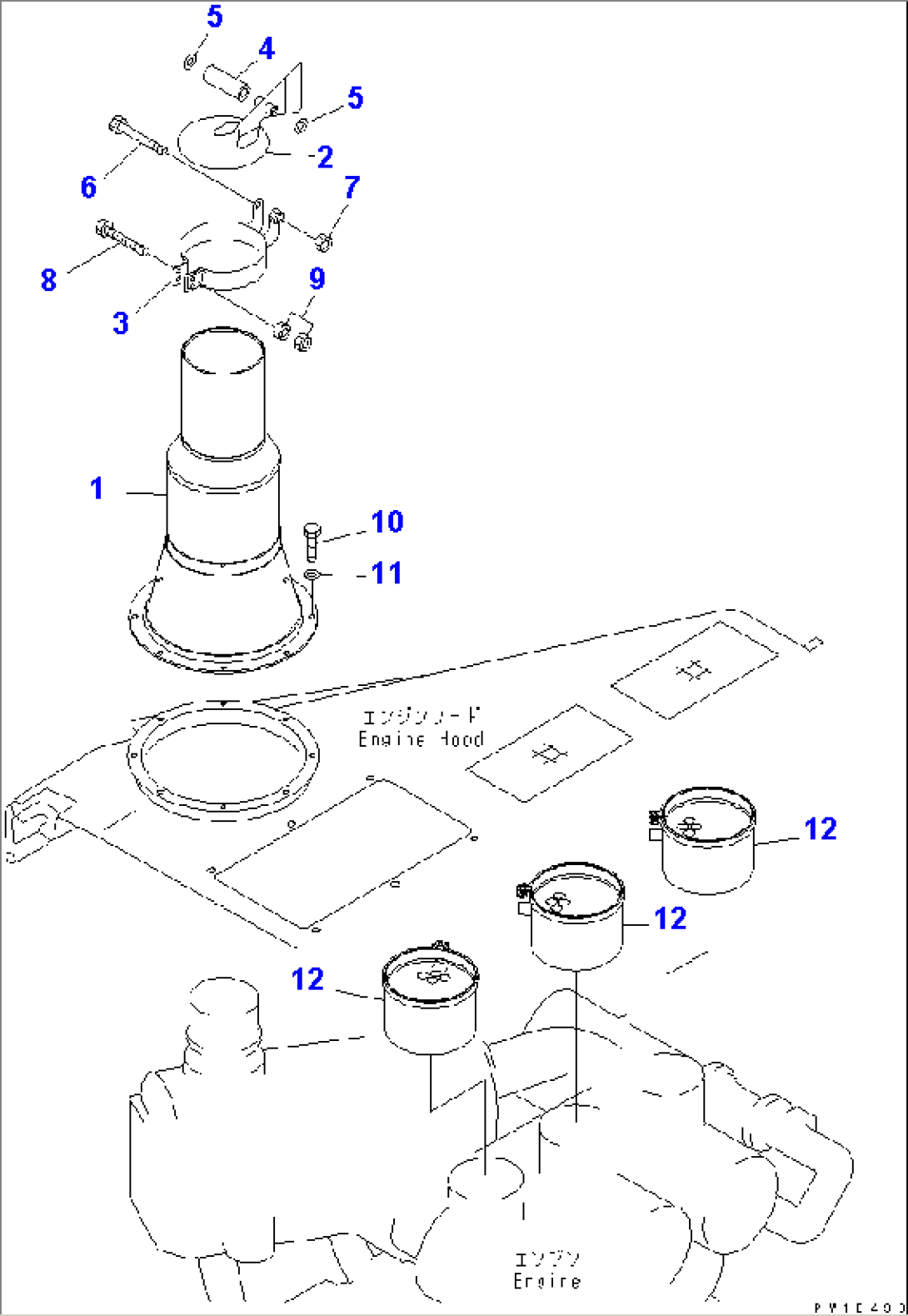 EXHAUST PIPE AND PRE CLEANER(#10102-)