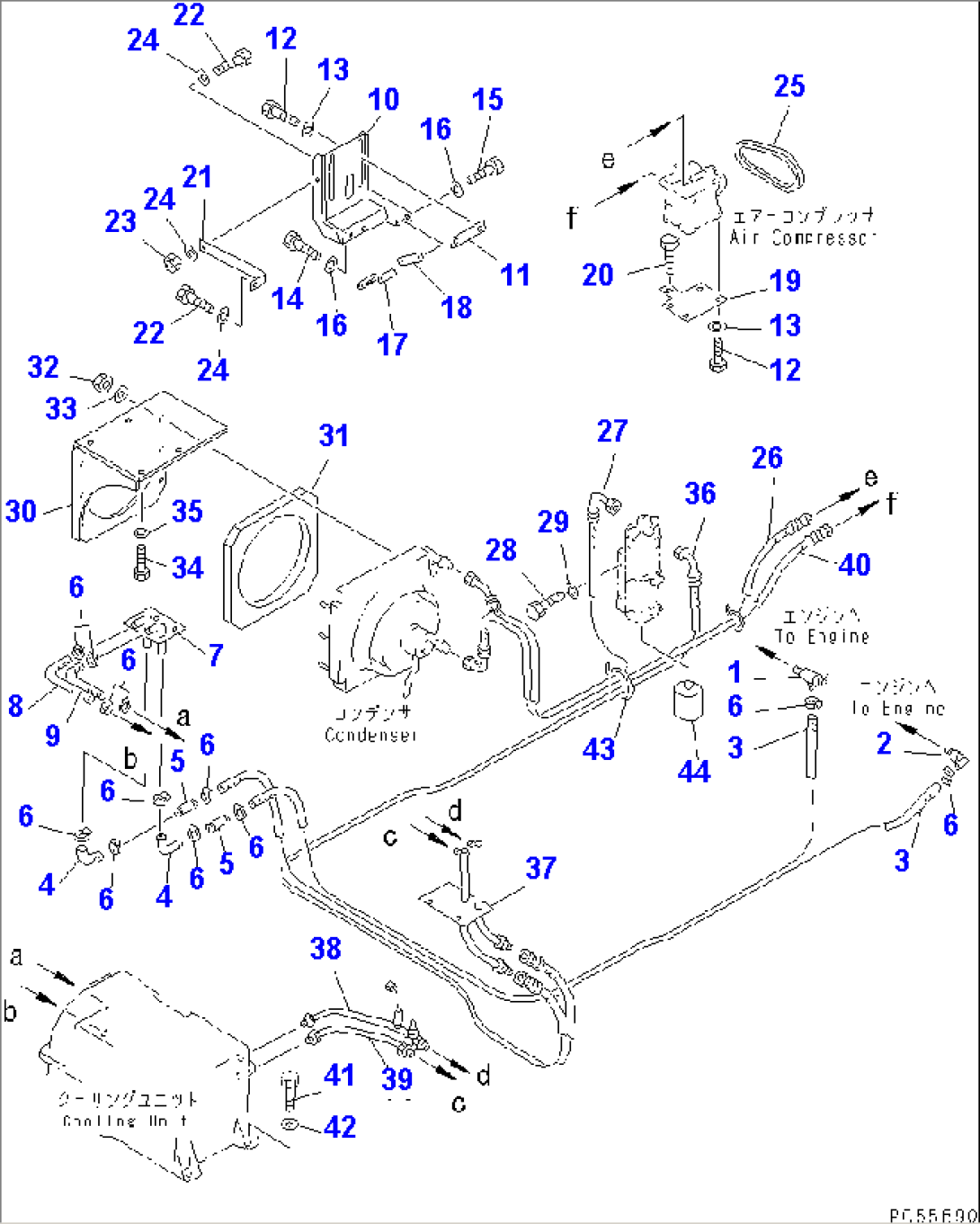 AIR CONDITIONER (2/4) (AIR COMPRESSER MOUNTING PARTS AND PIPING)
