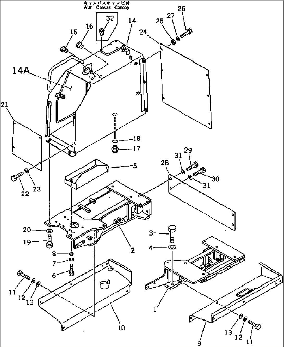 REAR COVER AND HYDRAULIC TANK (FOR SHAKEN-BUHIN)(#40228-)