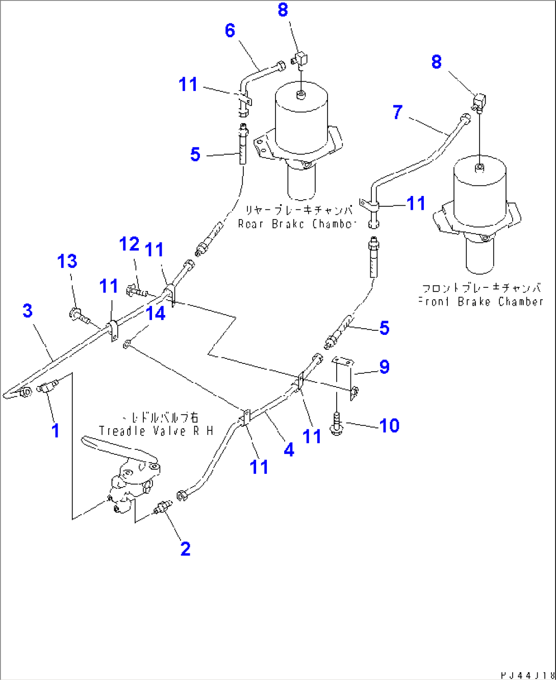 AIR PIPING (TREADLE VALVE TO CHAMBER)(#20001-)