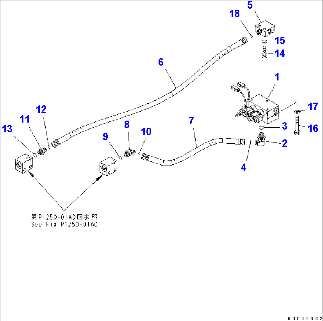 UNDER ATTACHMENT PIPING (REAR SOLENOID RELATED PARTS) (OUTRIGGER)