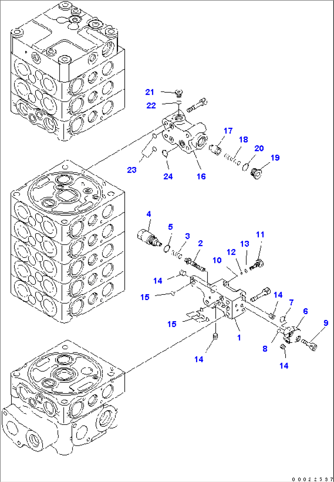 MAIN VALVE (9-SPOOL) (TWO-PIECE BOOM - TWO ATTACHMENTS) (7/9)
