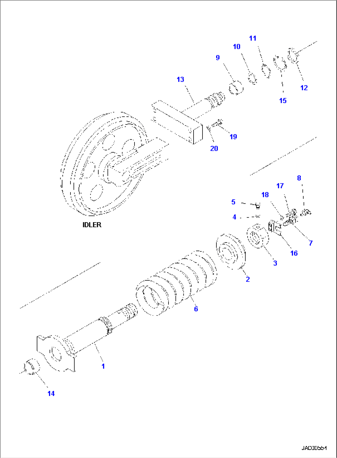 FRONT IDLER AND IDLER CUSHION, WITH RUBBER SHOE, 450MM WIDTH, IDLER CUSHION